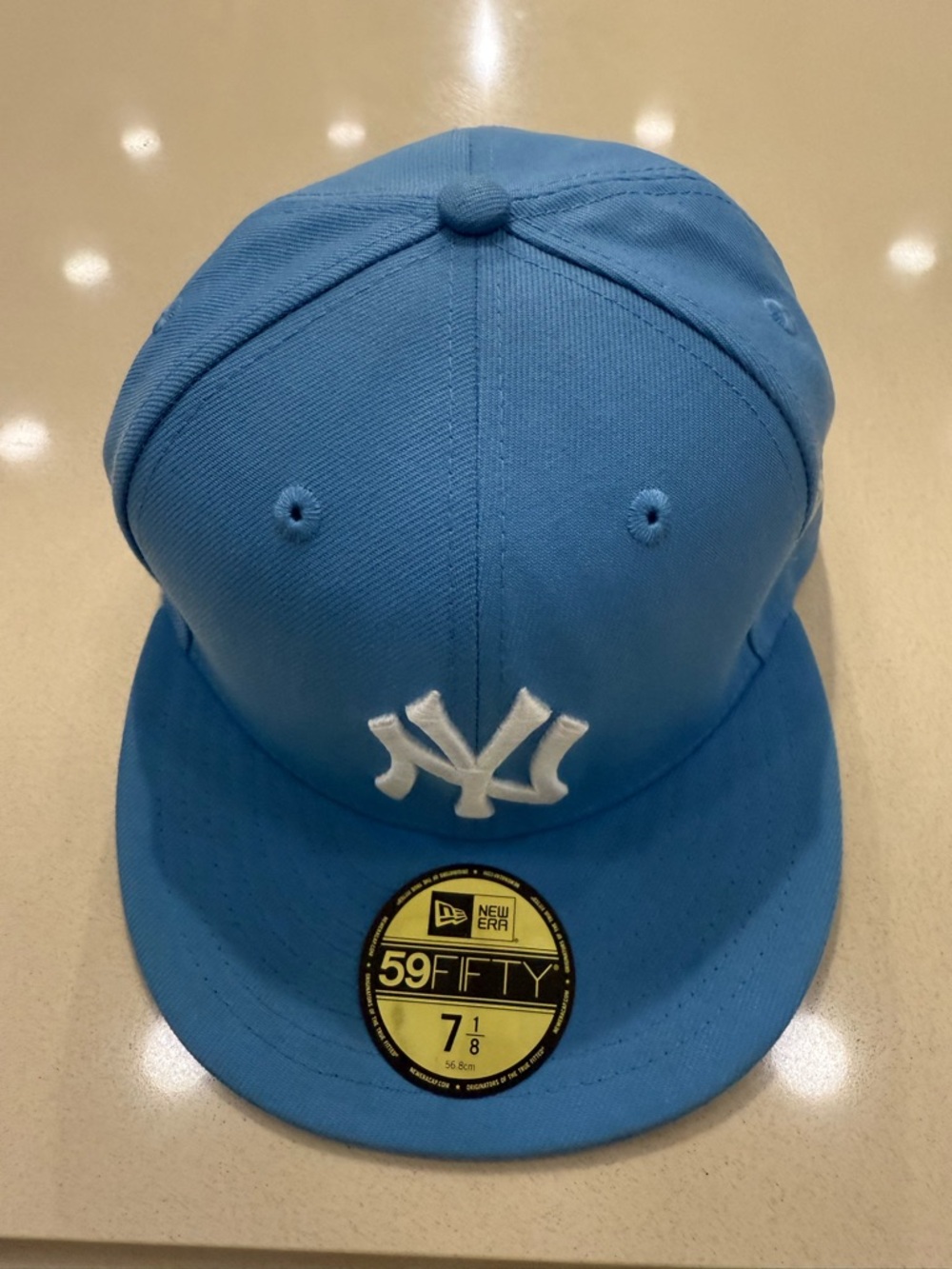 New Era Light Blue Yankees 59FIFTY Fitted Hat with White NY Logo